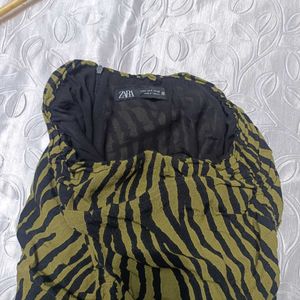 Zara Print Ruched Mini Skirt