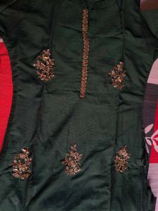 Green Embroidered Kurta