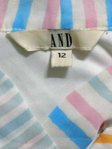 AND by anita dongre Striped Tie Neck Top