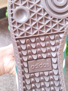 Adidas Sambas Grey With Green Strips(Dupe )