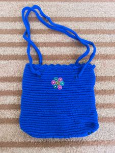 Blue Crochet Sling Bag