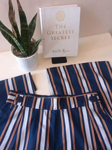 NAVY BLUE Wide Leg STRIPED PANTS