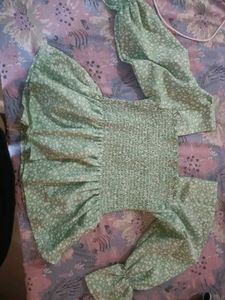 Floral Green Crop Top