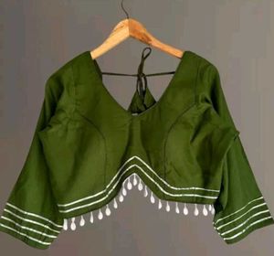 Green Blouse with White Detail || Navratri Special