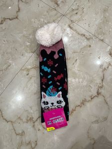 Black Woollen Socks With Furr Inside