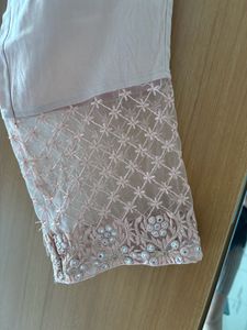 Anouk Peach Mirror-work Kurta with Trouser &amp; Dupat