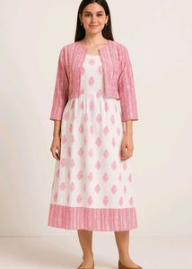 Pink Floral Dress &amp; Cardigan Set