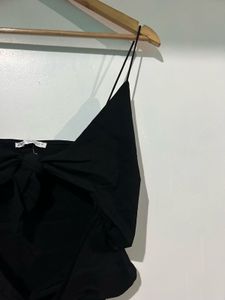 Zara Black Tie-Front Bodysuit