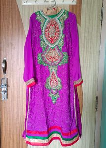 Purple Embroidered Kurta