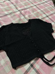 Crochet Black Crop Top