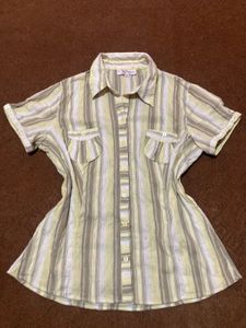 Striped Button-Down Top