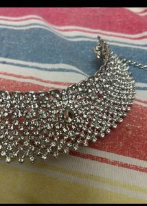 Silver Crystal Choker Set