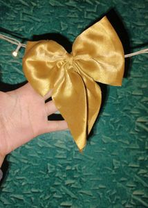 Gold Satin Hair Bow