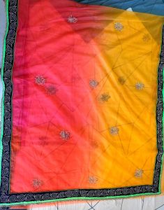 Ombre Diamond work Saree
