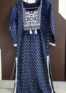 Indigo Blue Straight Kurta.