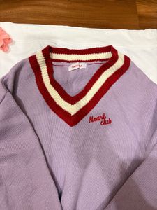 Cute Heart Club V-Neck Sweater