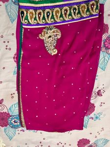 Pink Embellished Indian Sari