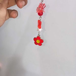 Red Floral Keychain