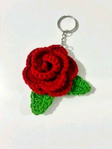 Crochet Rose Keychain Charm