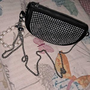Imported Rhinestone Embellished Handbag/slingbag