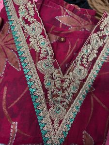 Beautiful Cherry Kurta With Pants