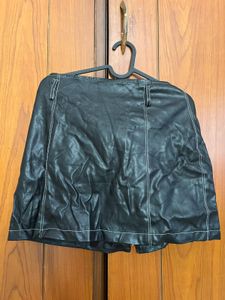 Black Faux Leather Mini Skirt