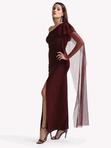 Kazo One Shoulder Embellished Drape Maxi Dress