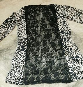 shrug-leopard print with black floral lace