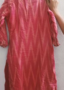Reddish Pink Ikat Print Kurta