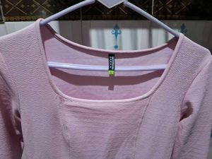 Pink Long Sleeve Mini Dress