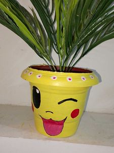 Artificial Plant in Hand-Painted Smiley Pikachu 😉