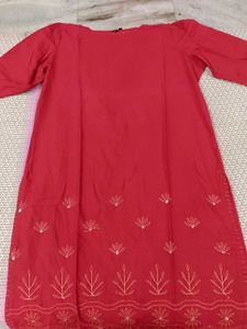 Red Embroidered Kurta