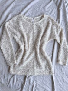 White Fuzzy Knit Sweater