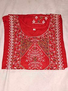 Red Embroidered Kurti