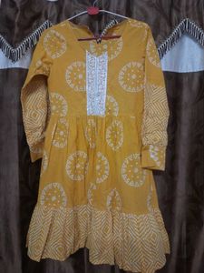Yellow &amp; White Printed Dress