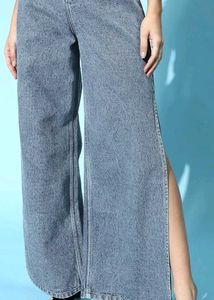 Wide Leg Denim Jeans( with side slit)