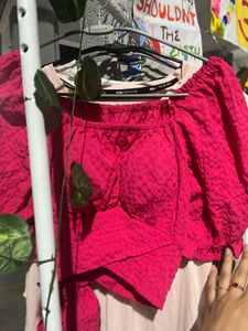 Pink Fancy Tie Up Top