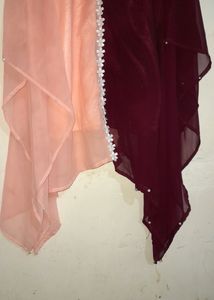 Double Shades Kaftan, Pearl Design, Round Neck.