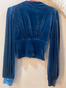 Blue Velvet Long Sleeve Top
