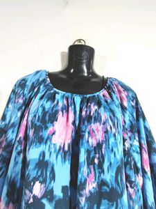 Abstract Print Blue Dress