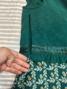 Green Floral Print Midi Dress