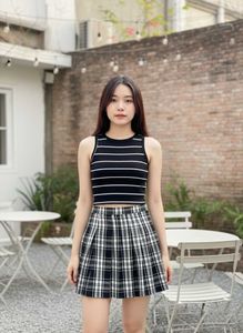 Pleated Plaid Top & Mini Skirt