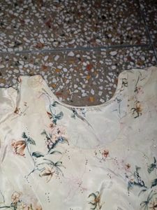 Cream Print Suit Set With Dupatta