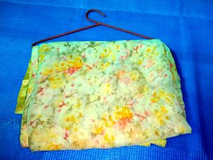 Floral Print Yellow Saree