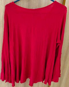 Elegant Red Bell-Sleeve Top