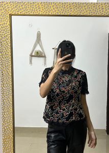 ZARA FLORAL Lace Embroidered TOP