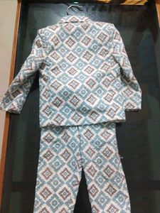 Boys Blue Patterned Suit Set