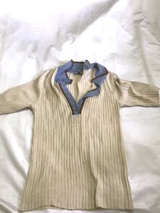 Ribbed Knit Top - Unique Collar Detail
