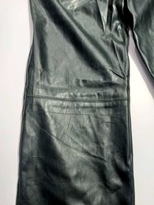 Shein Black Leather Wide Leg Pants XS 28-30