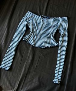 H&amp;M Striped Off-Shoulder Top